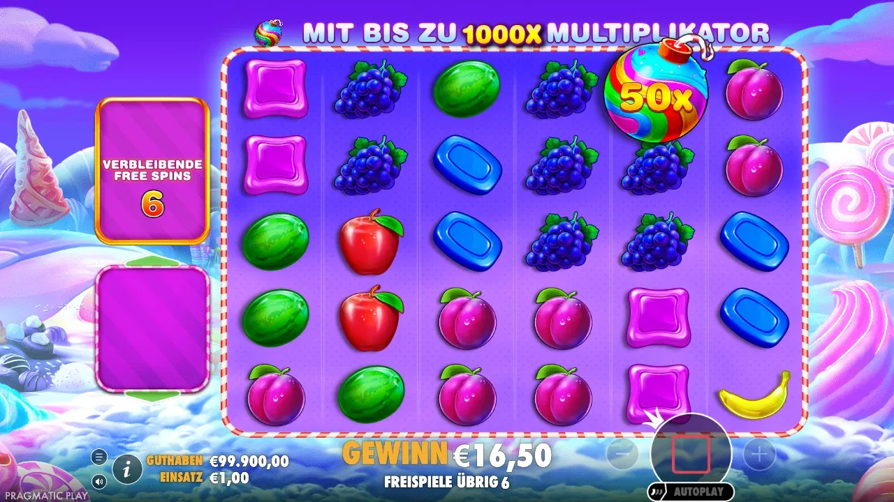 Sweet Bonanza 1000 Freispiele mit einer 50x-Bombe auf dem Raster ohne Gewinn