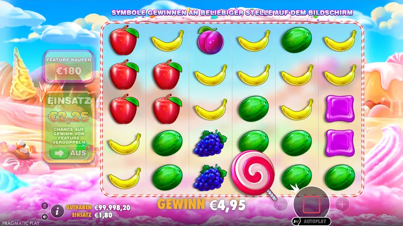 Sweet Bonanza: Gewinn von 4,95 Euro nach mehreren Tumbles