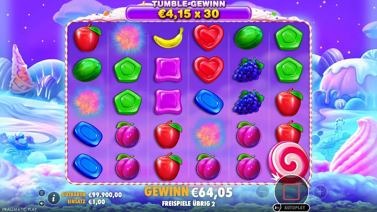 Sweet Bonanza Tumble-Gewinn 4,15 Euro mal 30